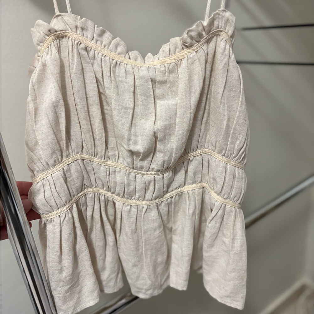 Zara Beige Ruffled Top